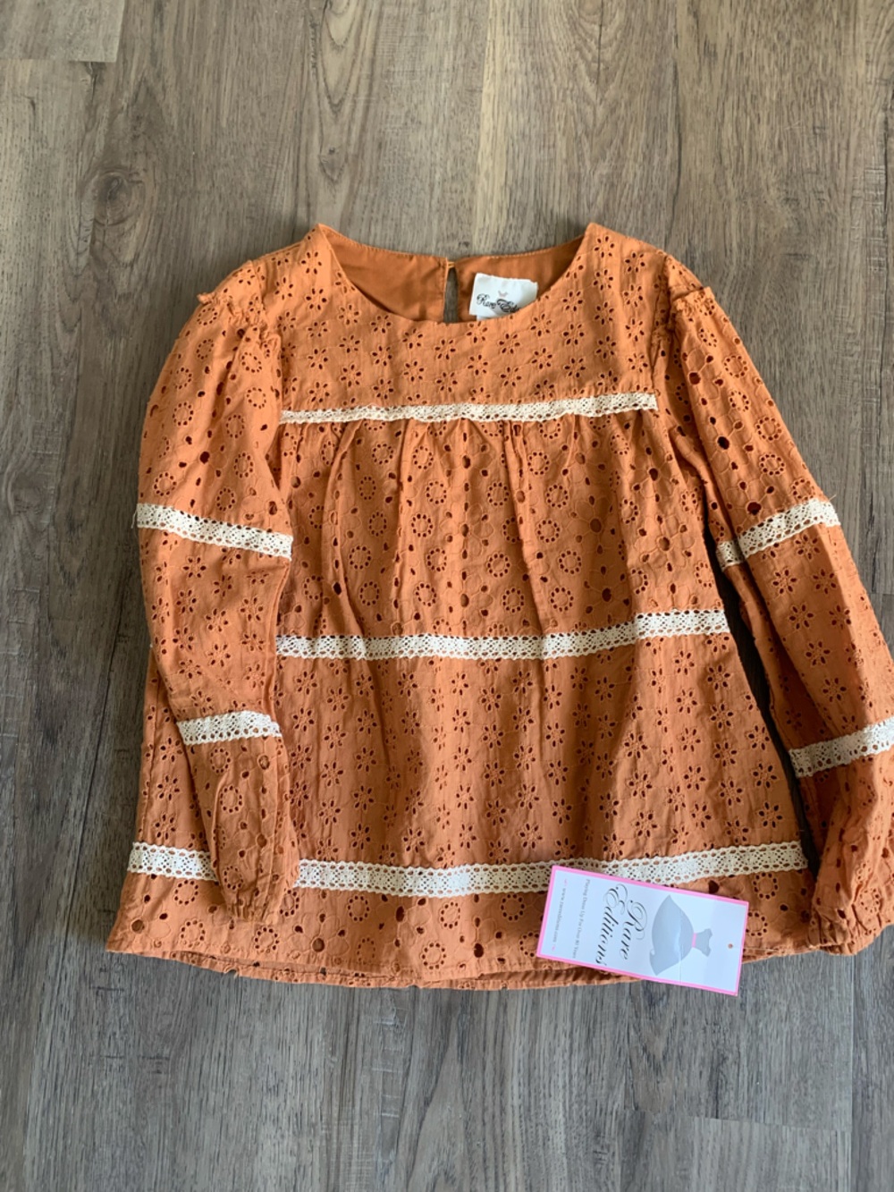 Rare Editions Brown Eyelet Top NWT